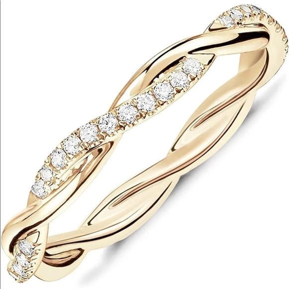 PAVOI 14K Gold Plated Cubic Zirconia Twisted Rope Eternity Band - Picture 3 of 6